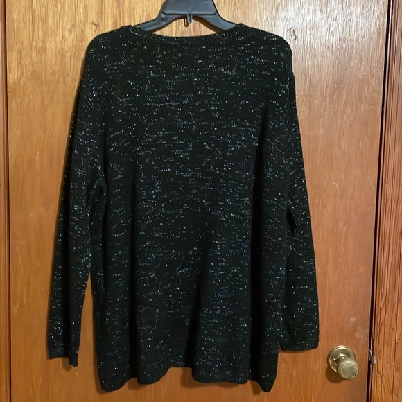 •CHRISTMAS•BLACK & SILVER "HO HO HO" SANTA CREWNECK SWEATER SIZE 3X - Picture 5 of 6